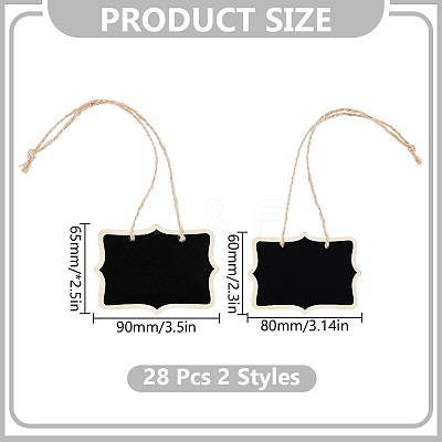 28Pcs 2 Styles Blank Wooden Mini Chalkboard Signs AJEW-DR0002-59-1