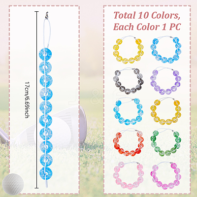 9Pcs 9 Colors Elastic Cords and Acrylic Golf Beads Count Stroke Score Counter HJEW-DR00083-1