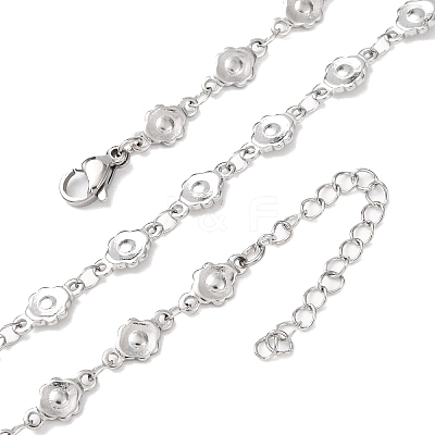 5.5MM 304 Stainless Steel Flower Link Chain Necklaces NJEW-P346-01P-1