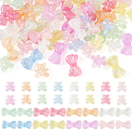 63Pcs 2 Styles Luminous Transparent Acrylic Beads MACR-TA0002-22-1