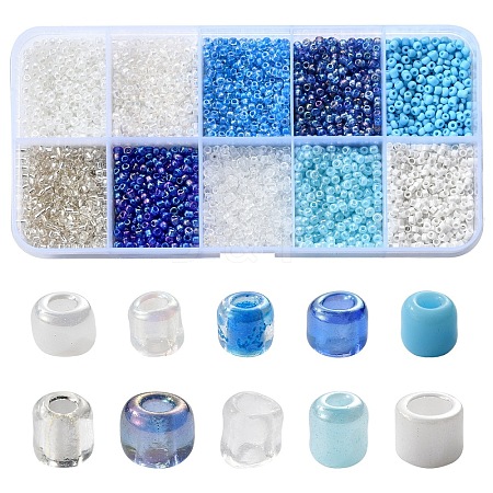 100G 10 Colors Glass Seed Beads SEED-YW0002-89B-1