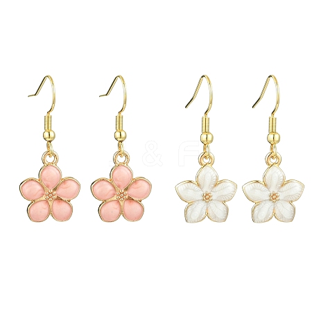 Flower Alloy Enamel Dangle Earrings for Women EJEW-JE06156-1