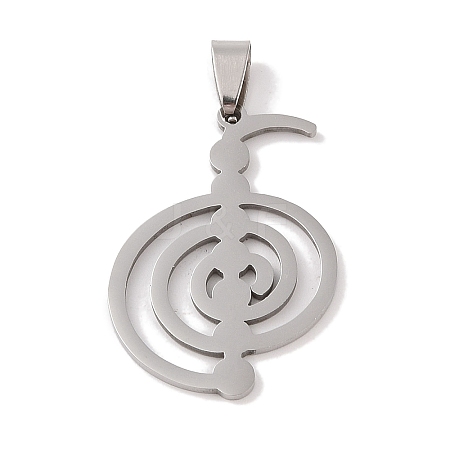 Non-Tarnish Reiki Symbol 201 Stainless Steel Pendants STAS-A094-03B-P-1