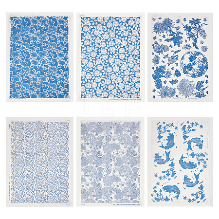 6Pcs 6 Styles Paper Ceramic Decals DIY-BC0015-30A-1