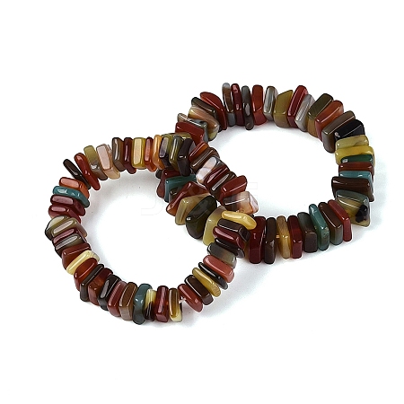 Natural Agate(Dyed & Heated) Square Heishi Beaded Stretch Bracelets for Unisex BJEW-Q101-04-1