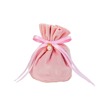 Velvet Jewelry Bags with Drawstring & Plastic Imitation Pearl TP-CJC0001-03G-1