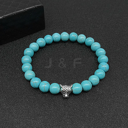 Synthetic Turquoise Stretch Bracelets for Women Men IS4293-15-1