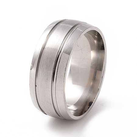 Non-Tarnish 201 Stainless Steel Double Grooved Finger Ring for Women RJEW-I089-01P-1