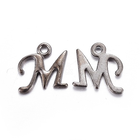 Gunmetal Plated Alloy Letter Pendants PALLOY-J718-01B-M-1