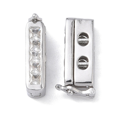 925 Sterling Silver Cubic Zirconia Twister Clasps STER-WH0007-28C-P-1