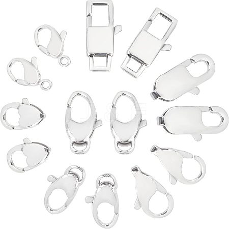 14Pcs 7 Style Polished 316 Surgical Stainless Steel Lobster Claw Clasps STAS-UN0023-46-1