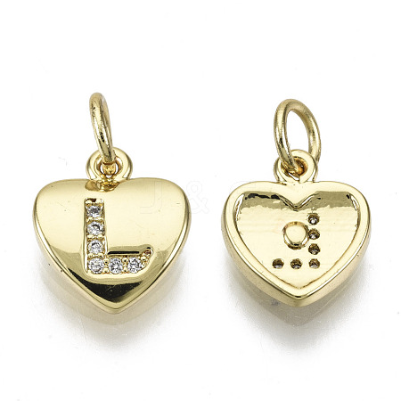 Brass Micro Pave Clear Cubic Zirconia Charms KK-N227-34L-NF-1