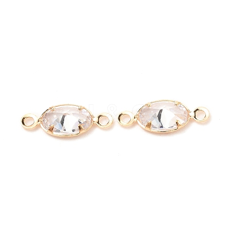 Brass Micro Pave Clear Cubic Zirconia Link Connectors ZIRC-K087-15KCG-1