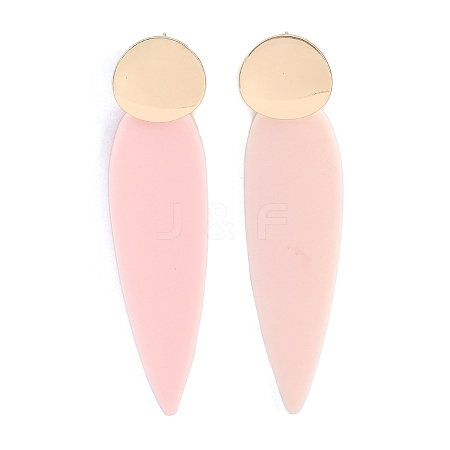 Brass Resin Teardrop Stud Earrings for Women EJEW-U030-01G-02-1