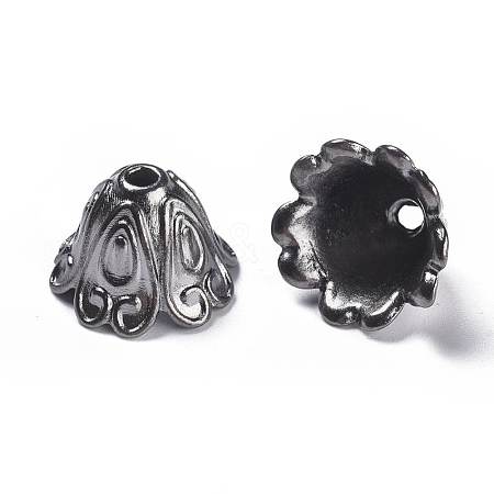 Tibetan Style Alloy Bead Caps TIBEB-EA9700YKG-B-FF-1