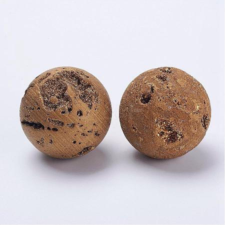 Electroplate Natural Druzy Geode Quartz Beads DJEW-K009-B07-1