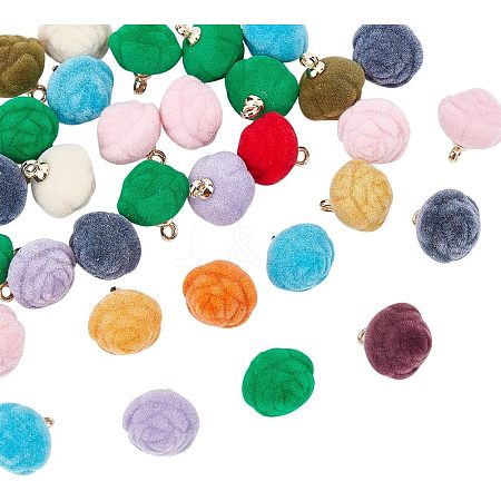 CHGCRAFT 32Pcs Flocky Resin Pendants RESI-CA0001-50-1