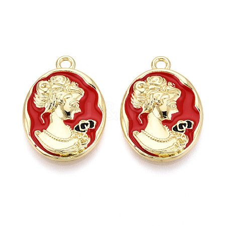 Rack Plating Alloy Enamel Pendants ENAM-N066-06KCG-1