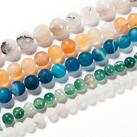Natural Agate Beads Strands G-MSMC007-24-1
