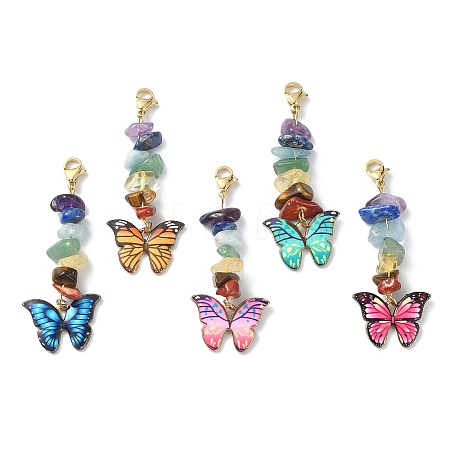 Butterfly Alloy Enamel Pendant Decorations HJEW-JM01192-01-1