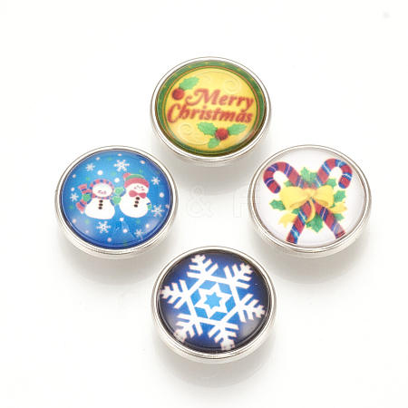Christmas Pattern Brass Glass Snap Buttons SNAP-Q007-097P-M-1