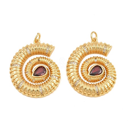 Brass Micro Pave FireBrick Cubic Zirconia Pendants CU-CBA3297-02G-1