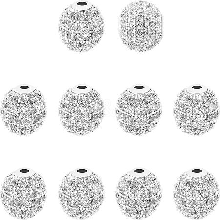 Rack Plating Brass Cubic Zirconia Beads ZIRC-NB0001-01P-1