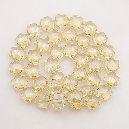 Hexagon Electroplate Full Rainbow Plated Glass Beads Strands EGLA-P015-F01-1