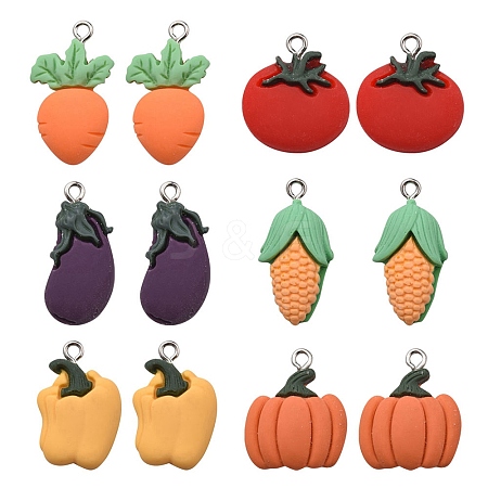 12Pcs 6 Styles Opaque Resin Pendants CRES-YW0001-20-1