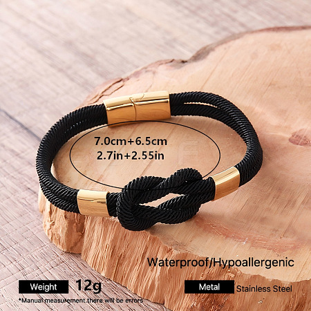 Braided Knot Nylon Cord Bracelets with 304 Stainless Steel Magnetic Clasps for Men UA2967-4-1