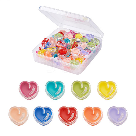 Craftdady 90Pcs 9 Colors Transparent Enamel Acrylic Beads TACR-CD0001-06-1