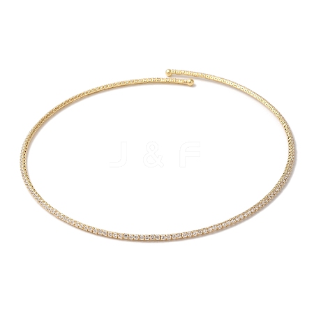 Rack Plating Brass Cubic Zirconia Elasticity Necklaces NJEW-S425-02G-1