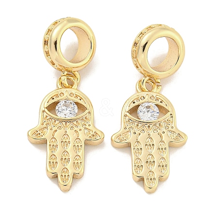 Brass Pave Clear Cubic Zirconia European Dangle Charms KK-S386-34G-1