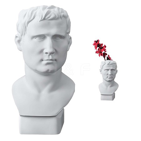 Greek Roman Style Statue Flower Pot Greek Head Planter Resin Succulent Planter Vase Makeup Brushes Container Pen Holder for Home Office Decoration ( 170*90MM ) JX093A-1