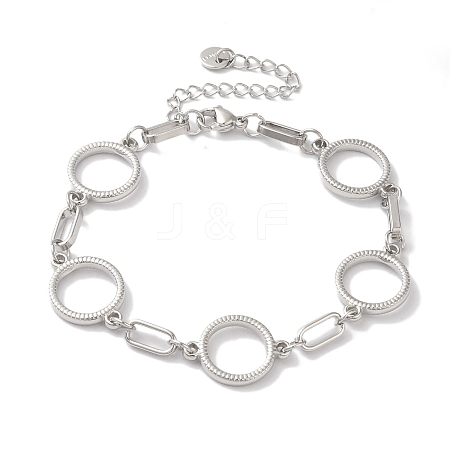 Non-Tarnish 304 Stainless Steel Ring Link Chain Bracelets for Women BJEW-I315-08P-1