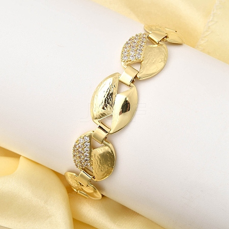 Brass Micro Pave Clear Cubic Zirconia Link Chain Bracelets for Women BJEW-H630-09G-1