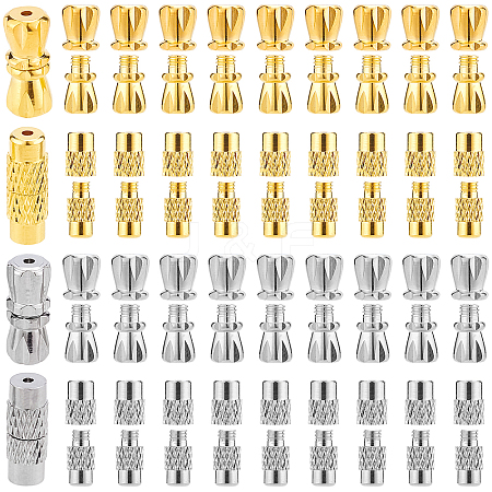 120 Sets 4 Style Column Brass Screw Clasps KK-SC0002-17-1