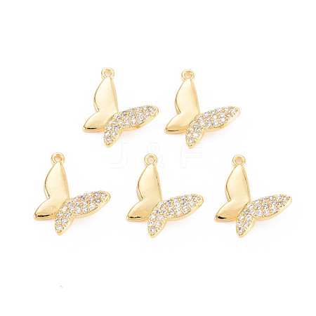 Rack Plating Brass Micro Pave Clear Cubic Zirconia Charms KK-N233-191A-1