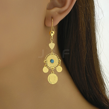 Fashionable Brass Coin Flat Round Hoop Earrings FC9615-1