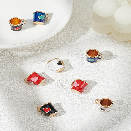 8Pcs 4 Colors Alloy Enamel Pendants ENAM-LP0001-36-1