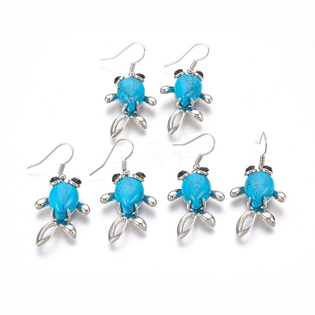 Synthetic Turquoise Dangle Earrings EJEW-P175-A04-1