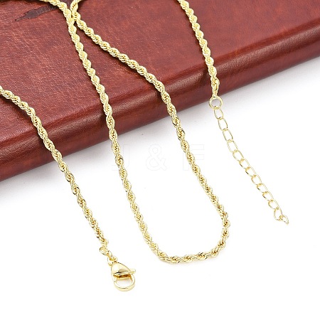 Brass Twist Rope Chains Necklace for Women X-NJEW-P265-15G-1