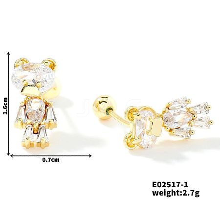 Delicate Cartoon Daily Commute Brass Pave Clear Cubic Zirconia Ear Plugs Gauges HK9151-1-1