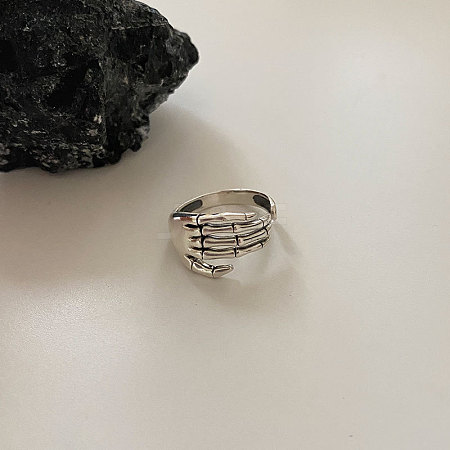 Hand Bone 925 Sterling Silver Adjustable Cuff Rings FS-WG67184-01-1