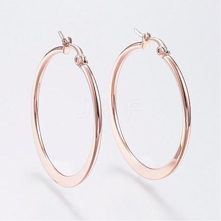 304 Stainless Steel Hoop Earrings EJEW-F105-20RG-1