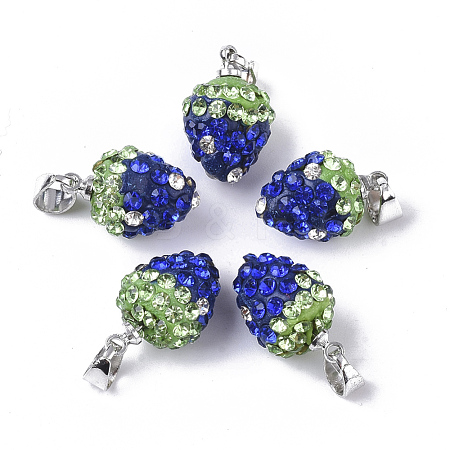 Polymer Clay Rhinestone Pendants RB-S055-39A-1