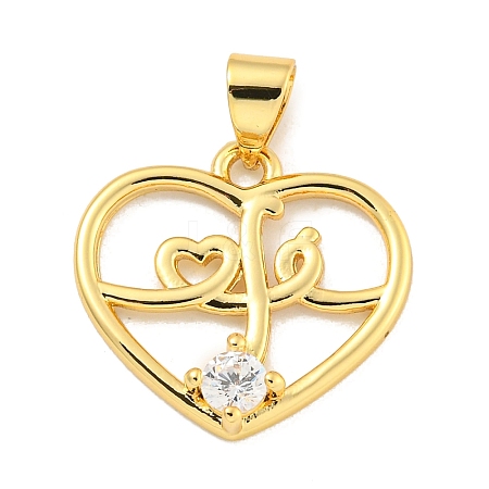 Rack Plating Brass Micro Pave Clear Cubic Zirconia Pendants KK-B091-49G-04-1