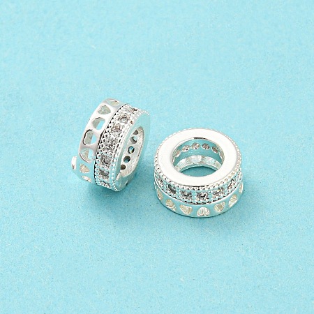 Brass Micro Pave Cubic Zirconia European Beads KK-H452-19S-1