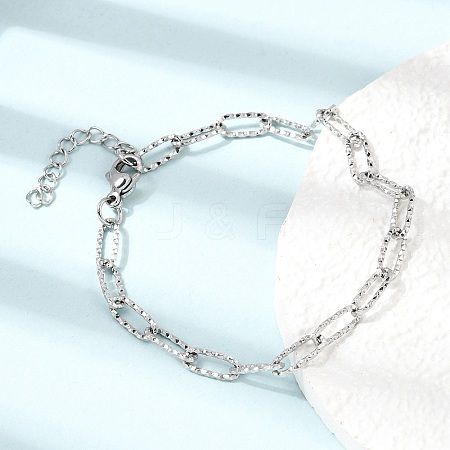 4MM 304 Stainless Steel Textured Paperclip Chain Bracelets for Man and Women SA-CBAB767-08P-1