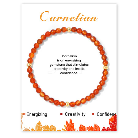 Natural Carnelian Beaded Stretch Bracelets for Women Men WA9993-2-1